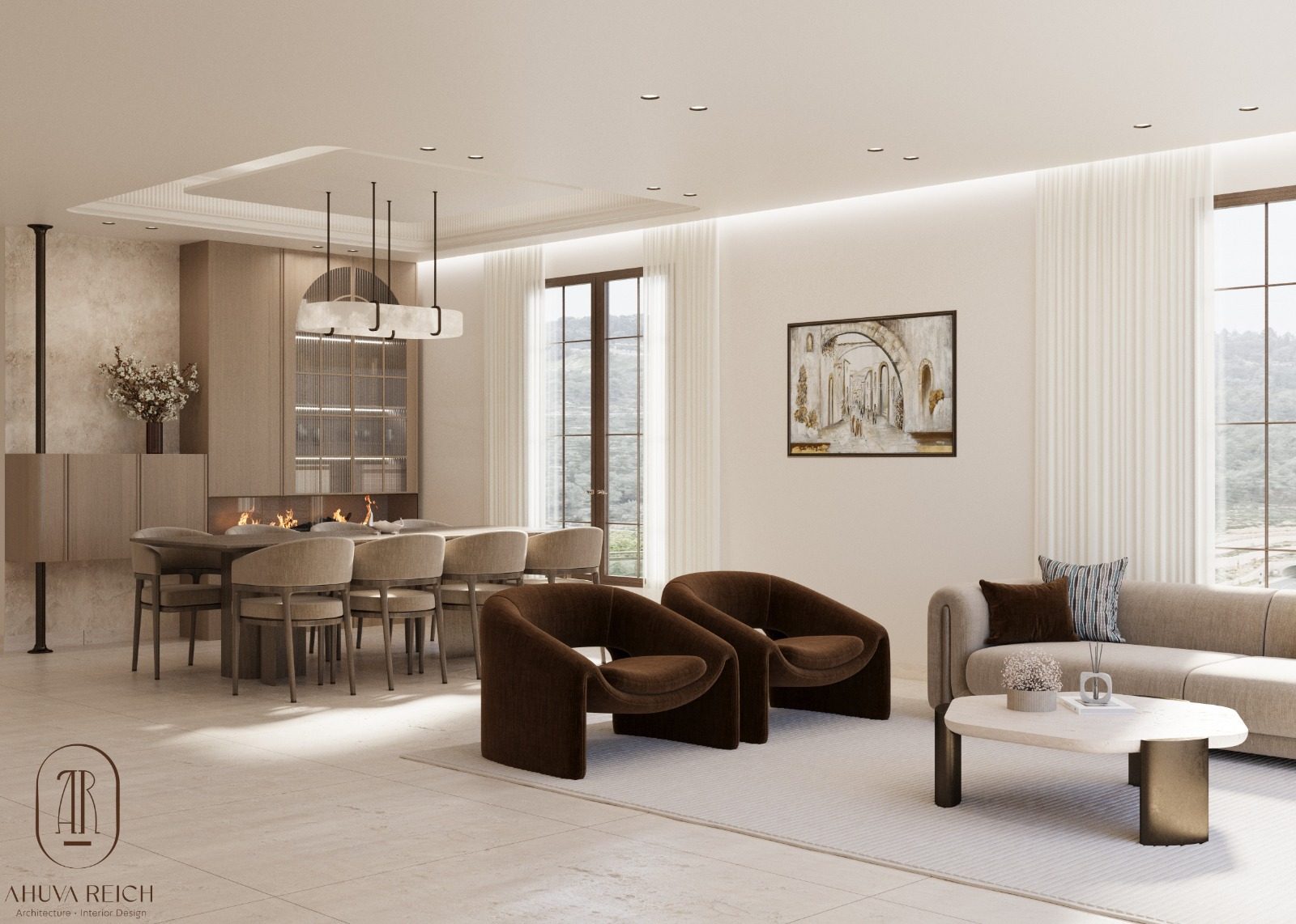 Living and dining room designed by Ahuva Reich — architecture & interior design